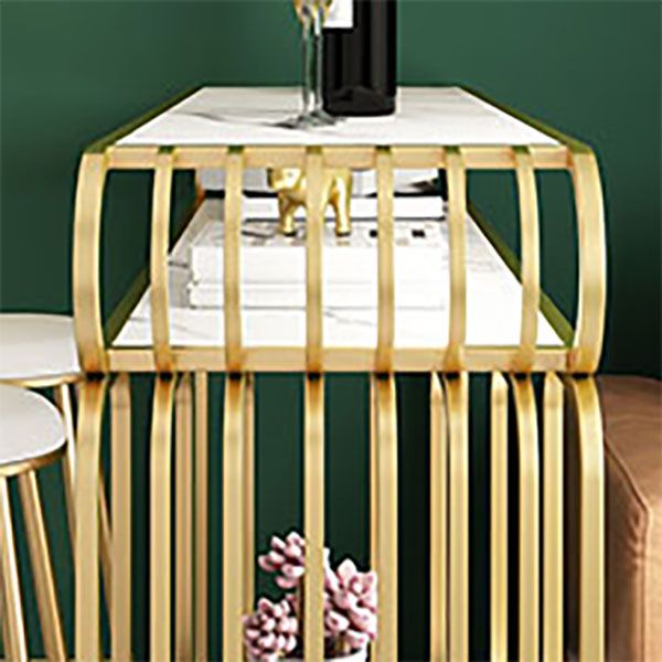 Luxurious Rectangular Pub Table Set 1/3 Pieces Stone Top Counter Table with High Stools