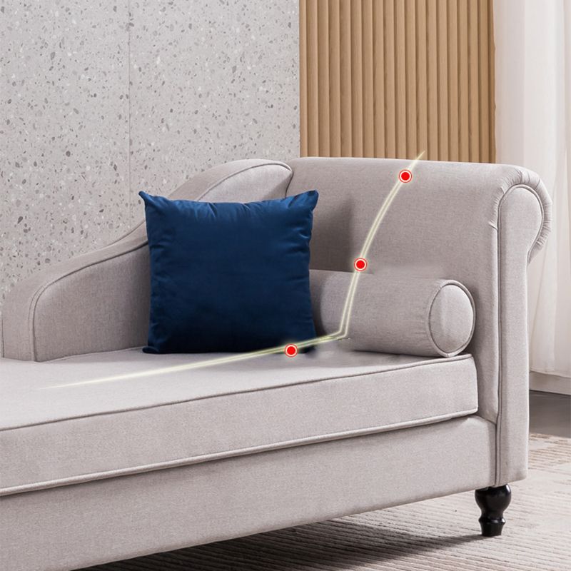Wood One Armed Contemporary Chaise Rolled Arms with Legs for Living Room