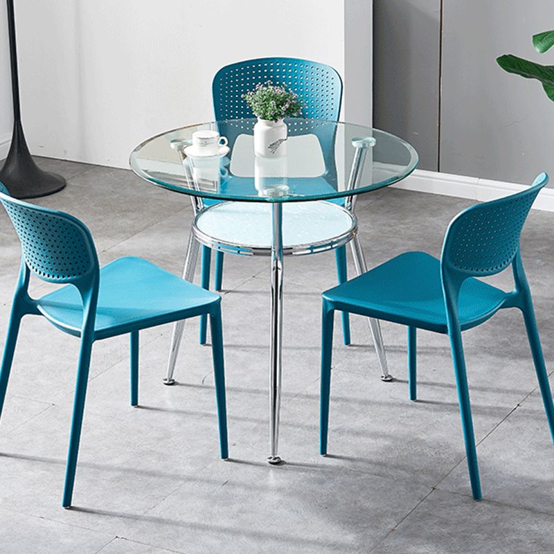 Runde transparente Esstischglas Tisch modern mit 3 Beinen Sockel