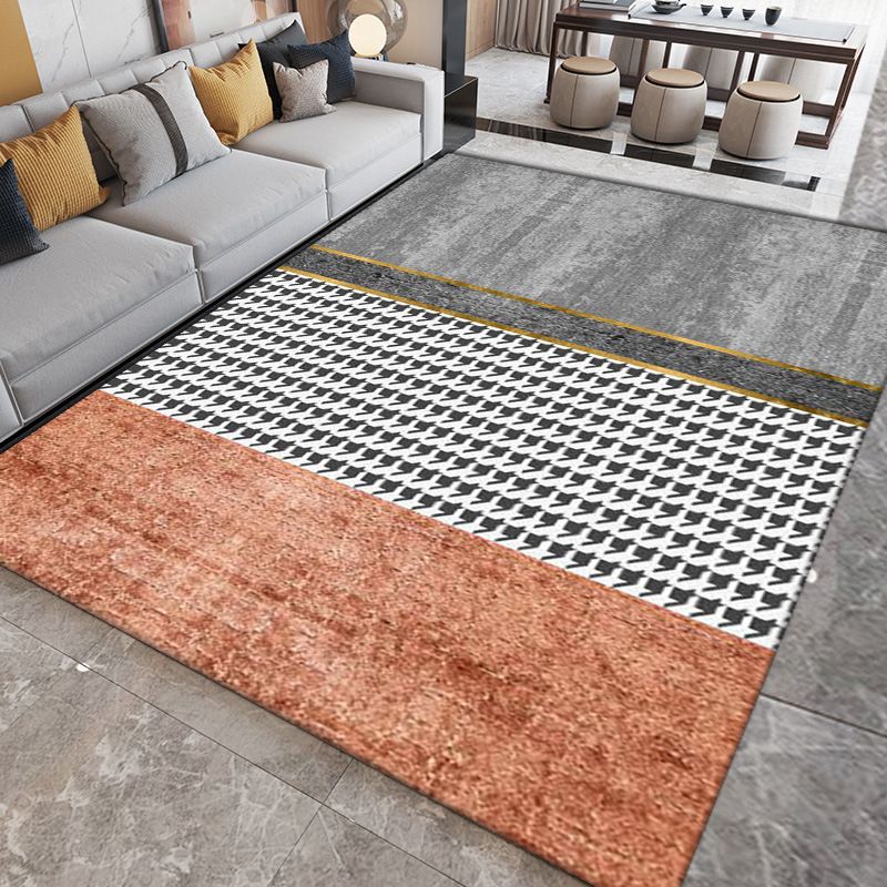 Grey Graphic Carpet Polyester Simple Area Carpet Washable Carpet for Home Decor