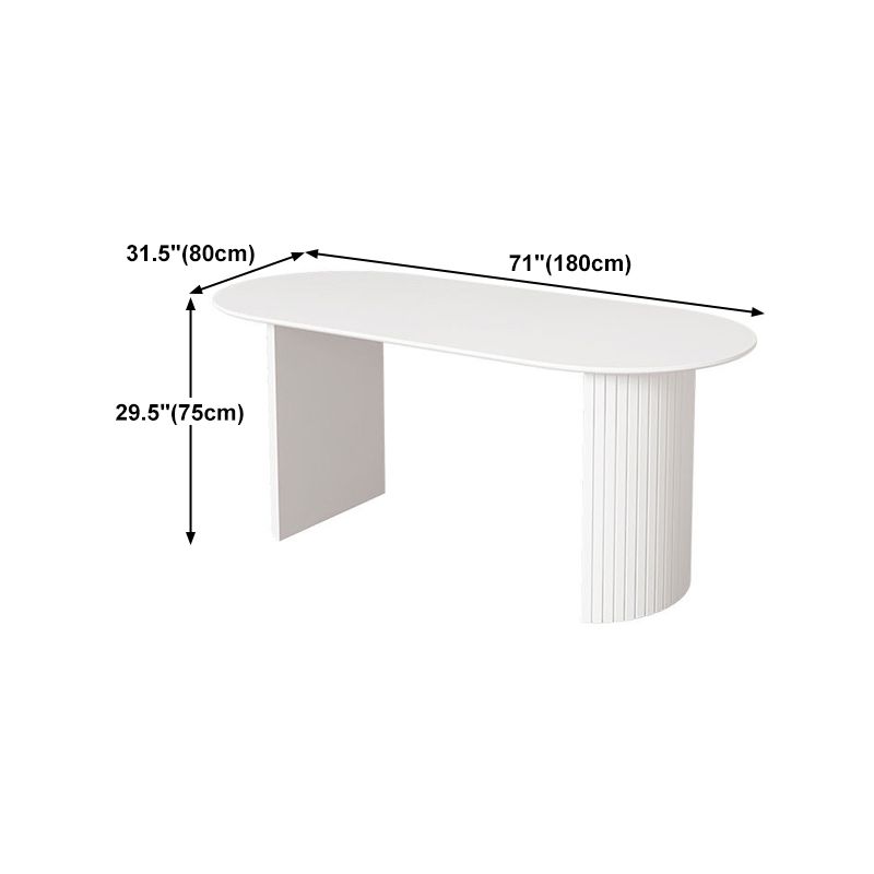 Sintered Stone and Ash Wood White Table Modern Dining Table with Double Pedestal
