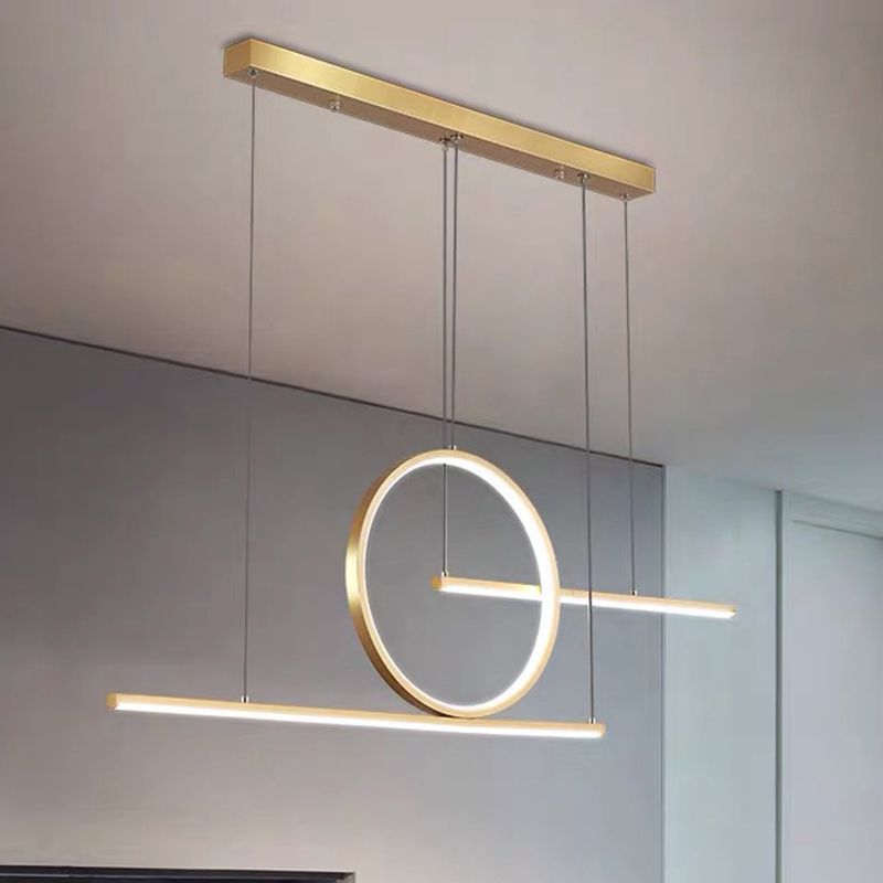 Linear Dining Room Illumining Metal Minimalista LED Drop Colgante con anillo de halo