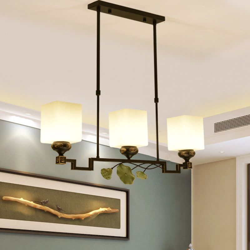 Luces de isla de forma cuadrada de estilo moderno Metal 3 Light Island Lighting in Black