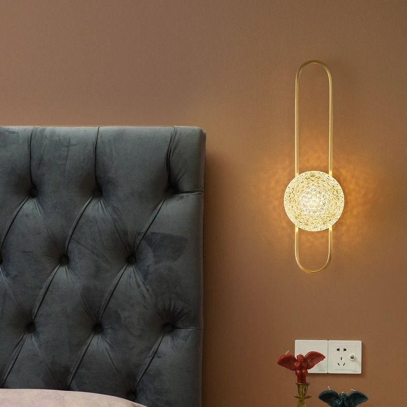 Modern Glass Wall Light Globe 15" High Wall Sconce in Gold for Living Room