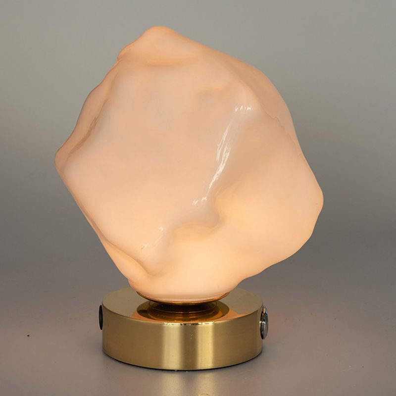 Lámpara de mesa de oro de 1 luces de color nocturna de vidrio en forma de piedra