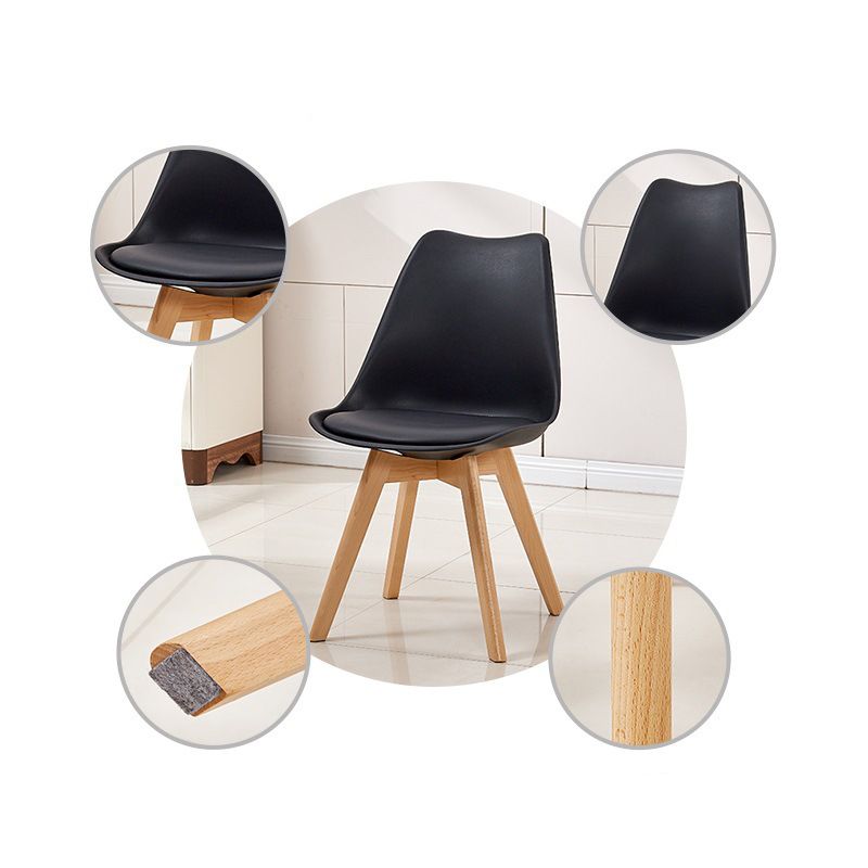 Contemporary Beech Wood Chairs Solid Back Side Kitchen Chair (Set of 4)