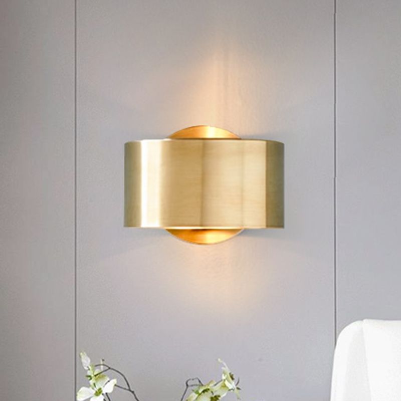 Gold Half-Cylinder Wall Light Fixture Postmodern 1 Light Metal Flush Wall Sconce