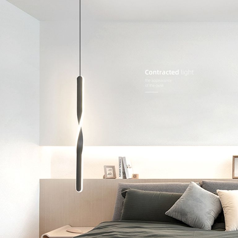 Contemporary Style Long Strip LED Hanging Light 23.6" H Acrylic + Metal Simplicity Pendant Lamp for Bedroom