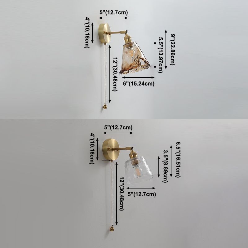 Modern Style Design Sconce Light Fixtures 1-Light Brass Wall Mounted Lamp with Grass Shade