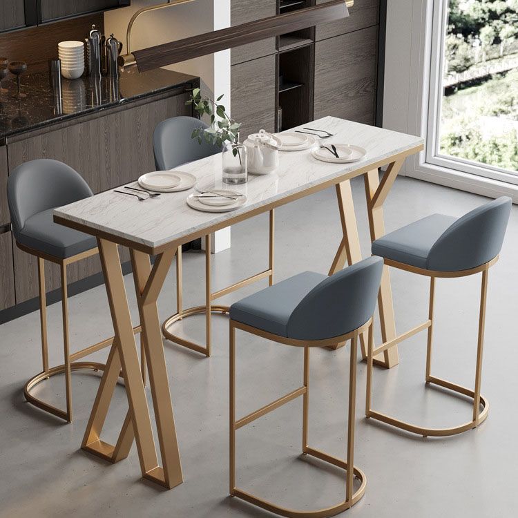 Glam Style Bar Table Set 1/2/5 Pieces Rectangle Bar Table with Metal High Stools for Home