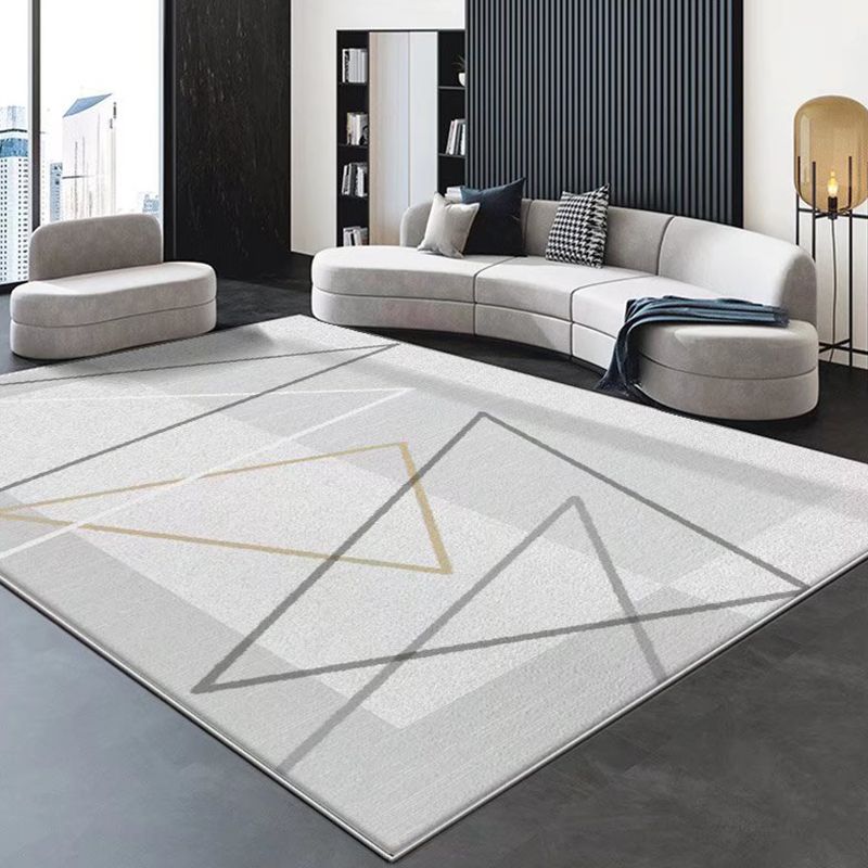 Gray Modern Carpet Polyester Line Carpet Non-Slip Backing Carpet for Home Decor