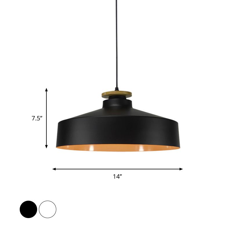 1 grange de tête / cylindre / pendentif effilé de style moderne de style noir / blanc finition en métal plafonnier plafond plafond avec cordon réglable