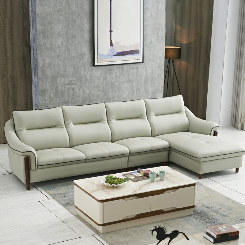 Nordic Style Sofa Bed Leather Material Sloping Armrest Cushioning Back Sofa