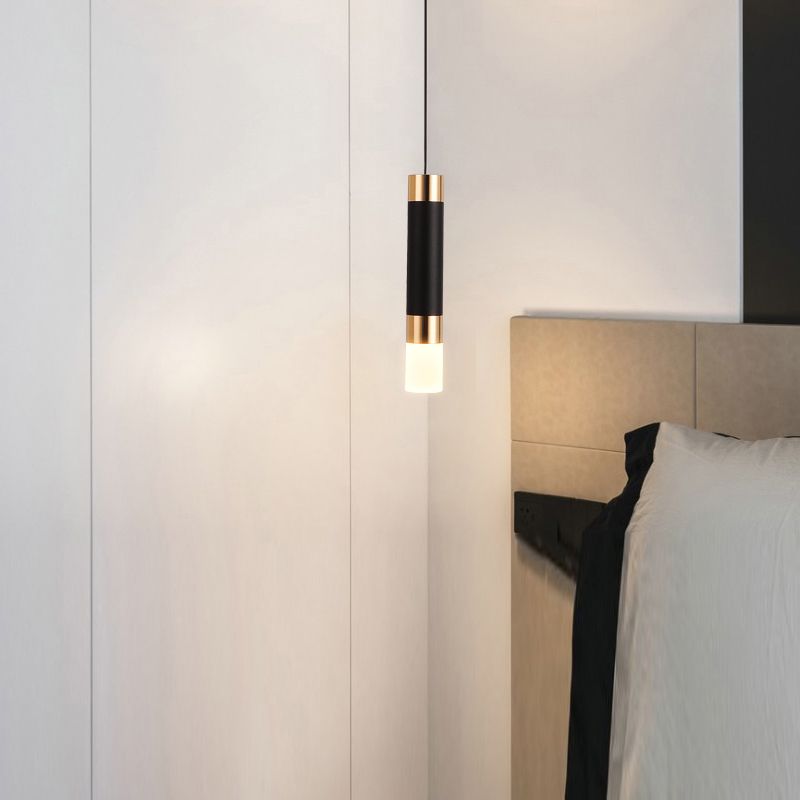 1-Light Line Hanging Pendant Modern Style Metal Hanging Lighting for Living Room