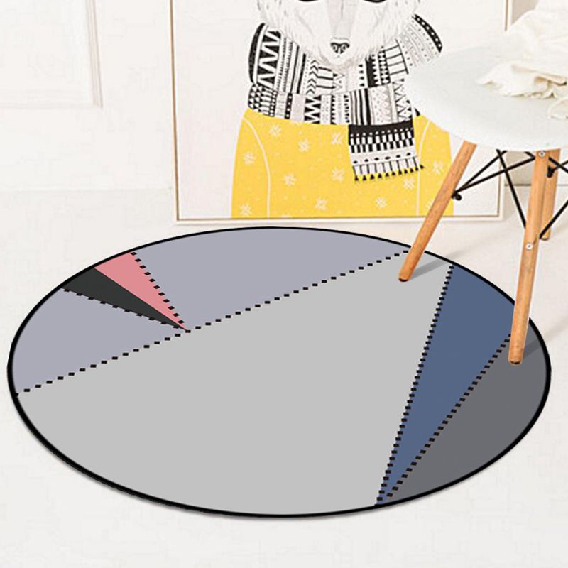 Simple Geometric Pattern Rug Multicolor Nordic Rug Polyester Pet Friendly Non-Slip Backing Washable Area Rug for Living Room