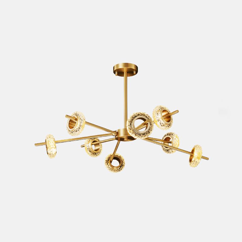 Handgefertigter Kristallring Kronleuchter Postmodern 8/12/16 Lichter Wohnzimmer Deckenanhänger in Messing