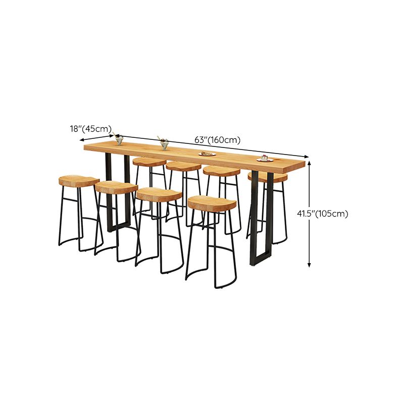 Modern Solid Wood Bar Table Sled Base Dining Table for Kitchen Living Room Coffee Room