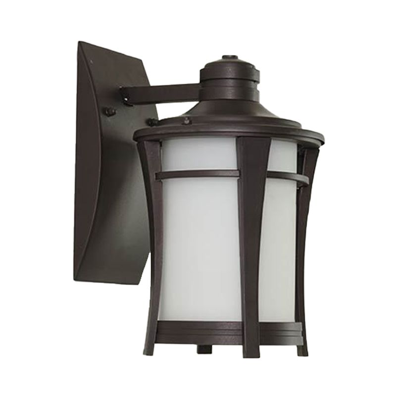 1-Light Sconce Lamp Farmhouse Jar White/White and Yellow Glass Wall Mounted Lighting in Copper for Courtyard