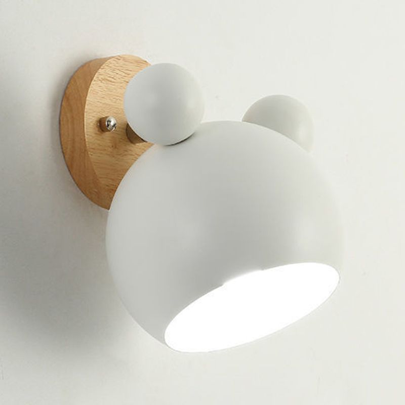 Children Wall Light Flush Mount Polish Finish Wood Lighting for Foyer