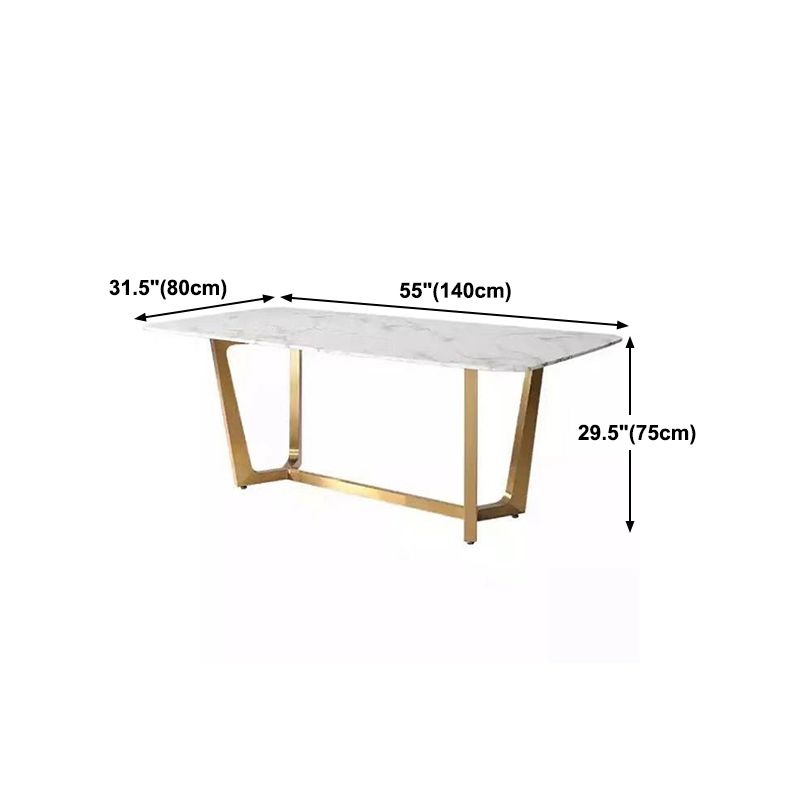 Traditional Luxury Rectangle Furniture Marble Trestle Base Dinner Table