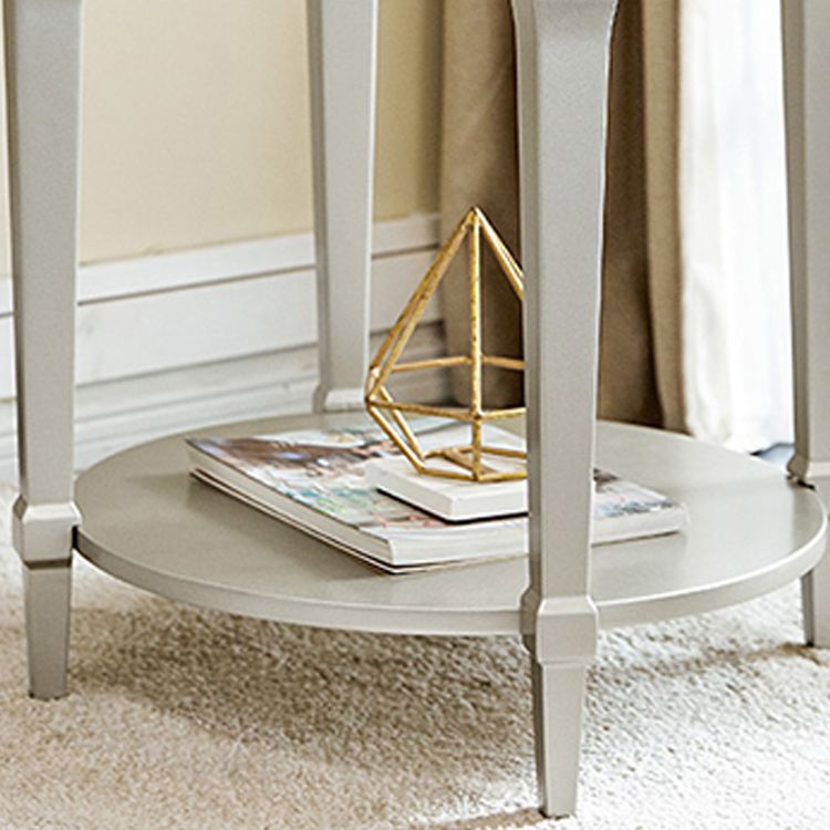 Modernistic Round Double Tier End Table Solid Wood 4 Legs End Table