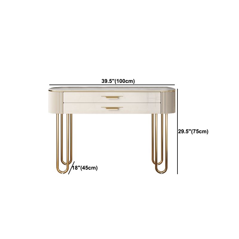 2 Drawers Makeup Table Desk Vanity for Women with Stool- 17.72" D