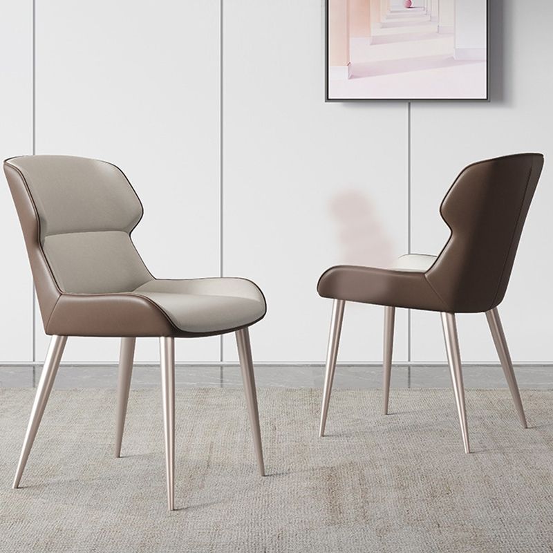 Modern Style Side Chair Metal Solid Back Dining Room Chair for Kitchen