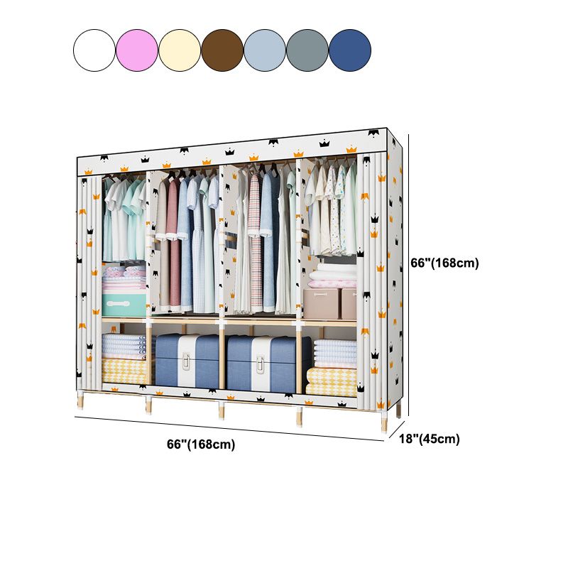 Contemporary Style Wardrobe Solid Wood Wardrobe Closet with Garment Rod