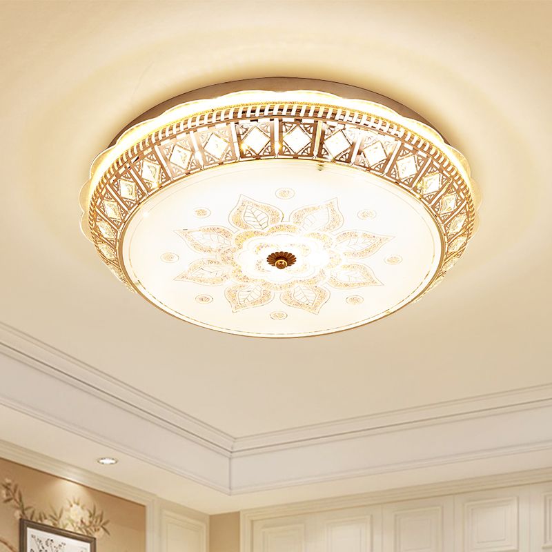 LED Soffitto Light Flush Mount con Bowl Crystal Contemporary Bedroom Flush Montaggio Lampada