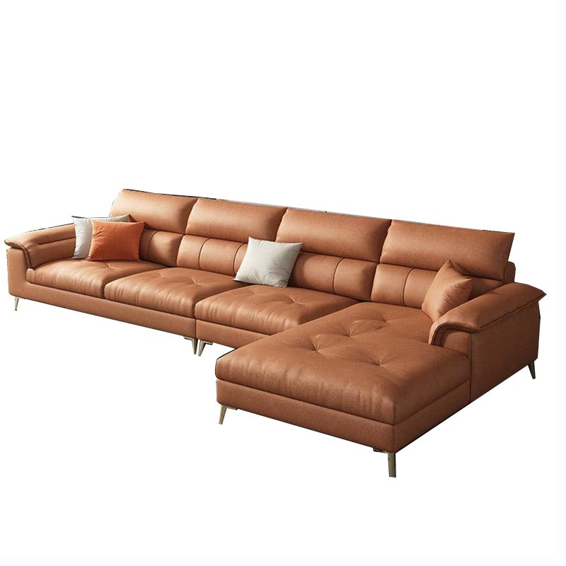 Sewn Pillow Back Sofa & Chaise 137.8" W x 70.87" D x 35.43" H Faux Leather Sofa