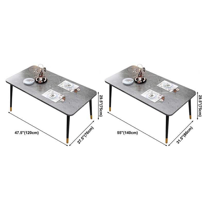 Contemporary Rectangle Shape Kitchen Dining Table Sintered Stone Dining Table with 4 Legs Base