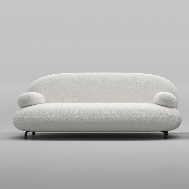 Modern 27.55" H White Wool Pillow Top Arm Sofa for Living Room