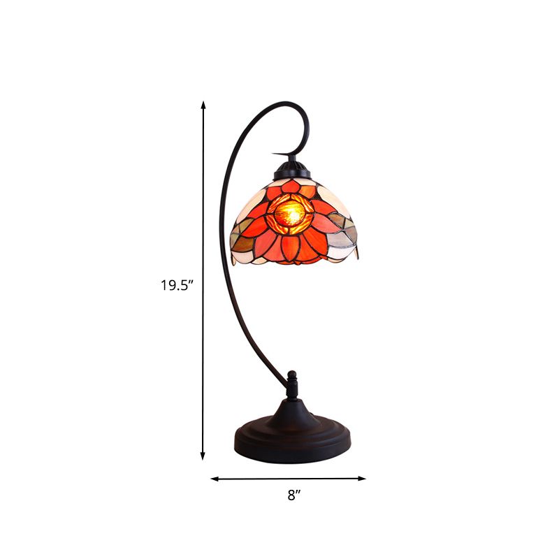 1 Glühbirnen Wohnzimmer Nachtlicht Tiffany Black Sonnenblumen gemusterte Nachttischlampe mit Schüssel Schnitt Glasschatten