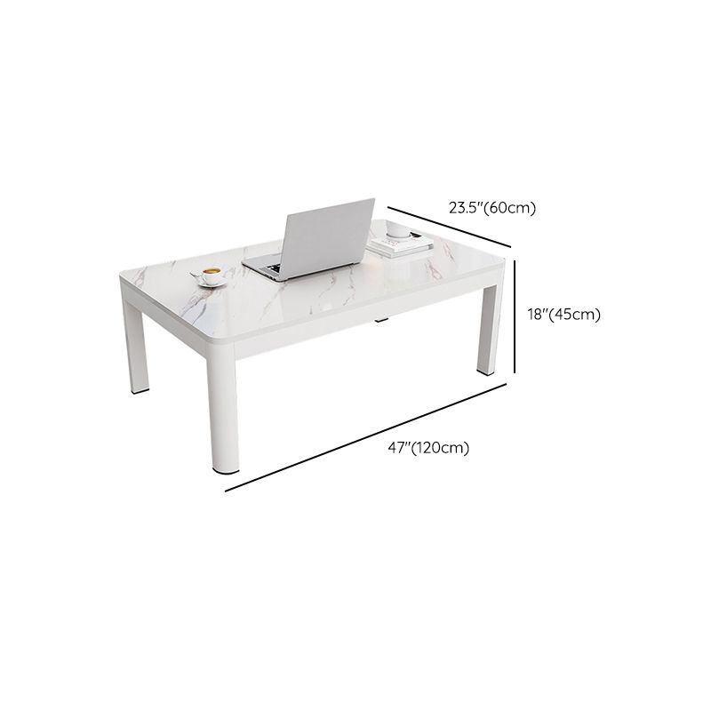 17"H Contemporary Coffee Table Rectangle White Coffee Cocktail Table