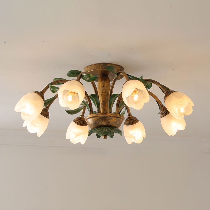 Simple Style Flush Mount Ceiling Light Fixtures Modern Ceiling Lamp with Glass Shade