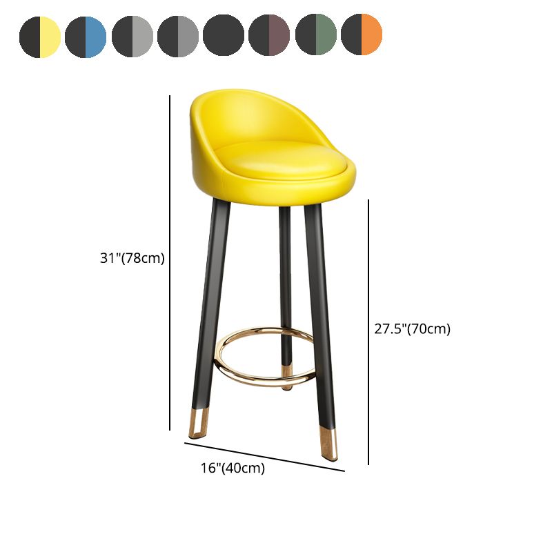 Modern Armless Backrest Counter Stool Steel Single Bar Stool with Cushion and Pedal
