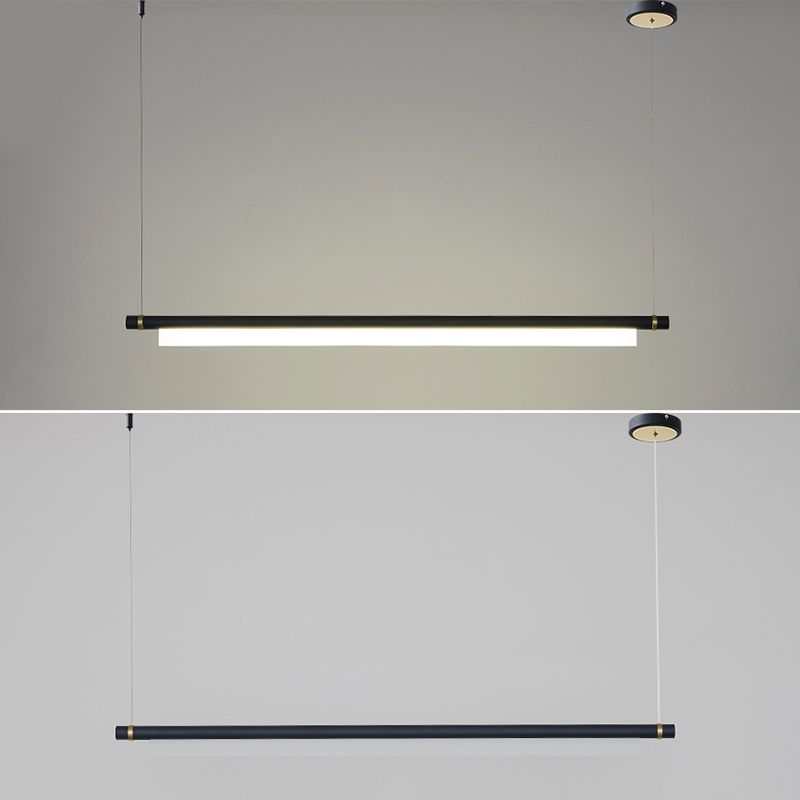 Modern Rectangle Island Lighting Fixtures 1-Light Restaurant LED Suspension Lamp