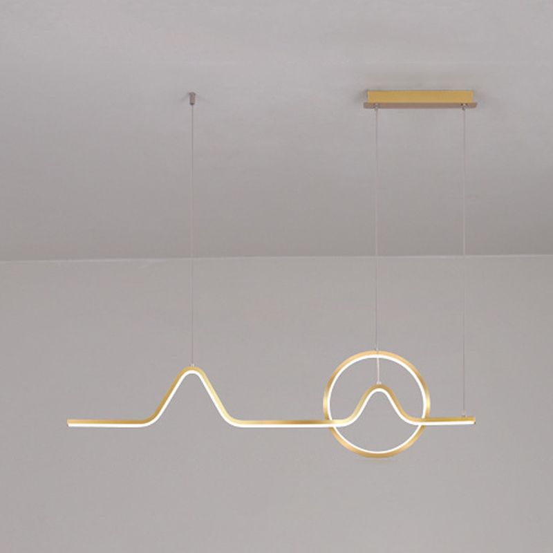 2-Light Modern Island Lighting Golden Metallic LED Ceiling Light for Bedroom