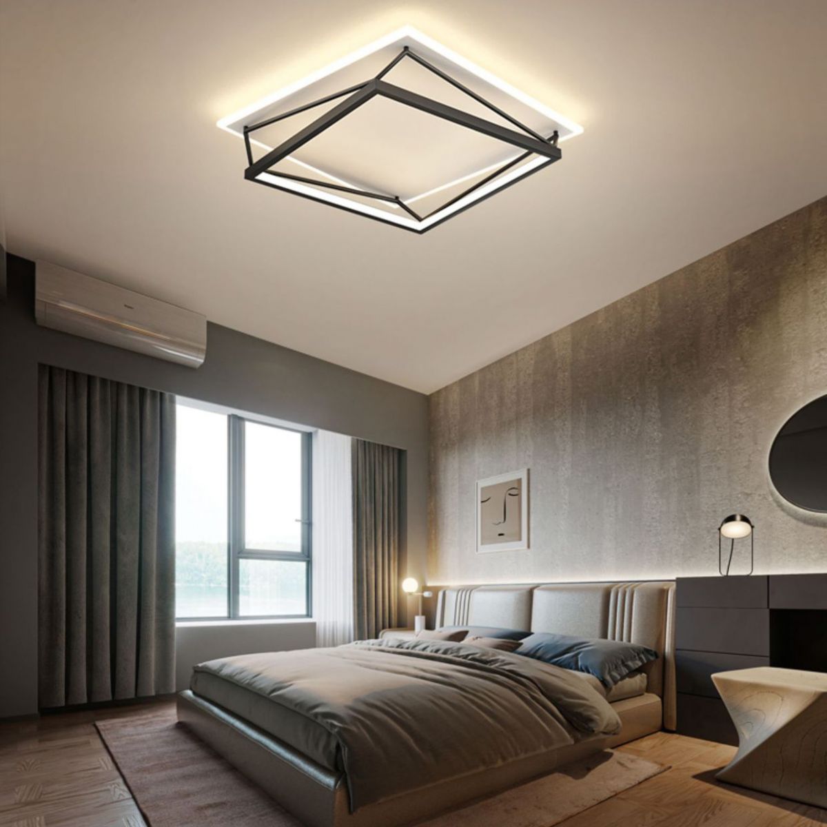 Plafonnier LED en acrylique noir et blanc, plafonnier géométrique en fer de Style concis moderne