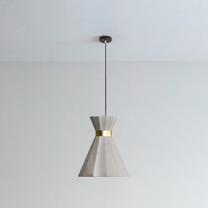 Flared Down Lighting Anhänger moderner Stil Zement 1 hängende Leuchten in Grau