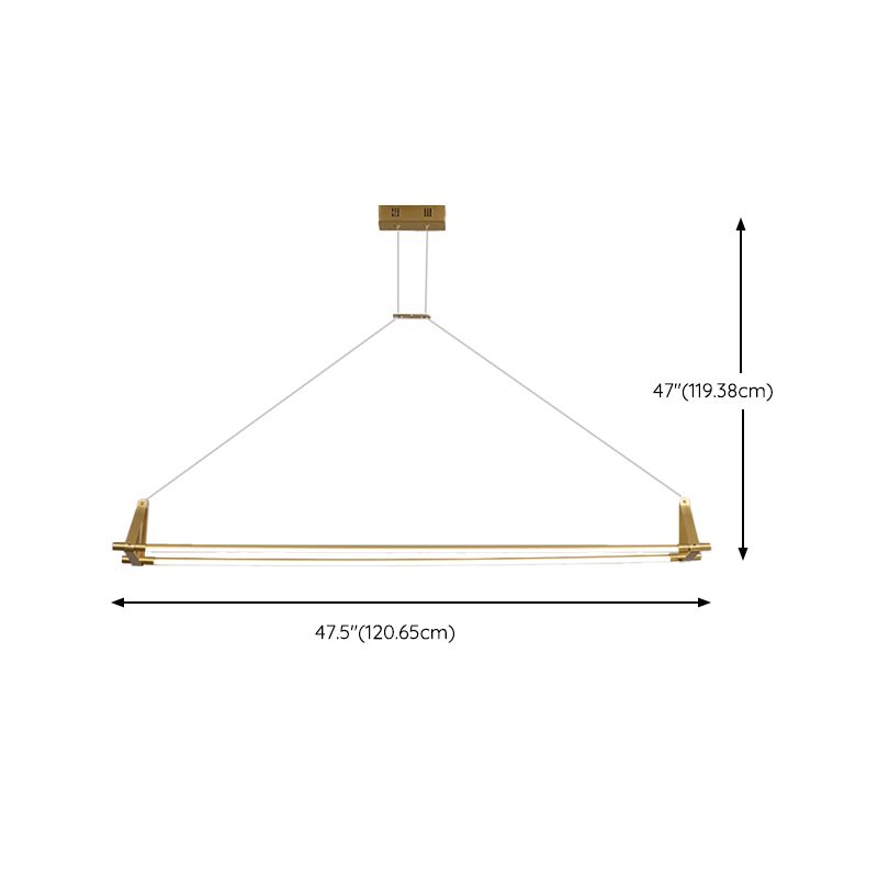 LED Linear Kitchen Island Lighting in Gold Contemporary Solid Brass Ceiling Pendant