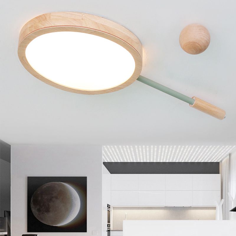 Plafonnier LED en forme de tennis créatif en acrylique et bois en beige pour la maternelle