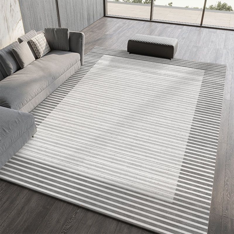 Minimalist Polyester Carpet Stripe Printed Rug Polyester Stain Resistant Area Rug for Living Room