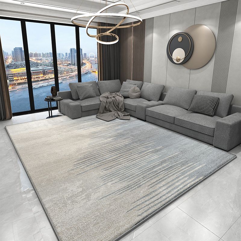 Grey Geometric Print Rug Modern Polyester Area Rug Stain Resistant Carpet for Home Decor