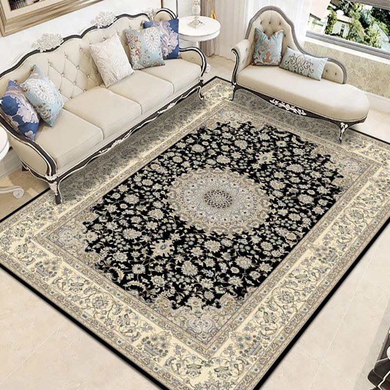 Moroccan Medallion Pattern Rug Polyester Carpet Stain Resistant Area Carpet for Home Decoration