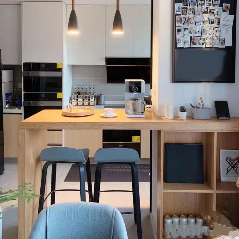 Nordic Indoor Simple Barstool Low Back Iron Tall Stool with Plastic Seat