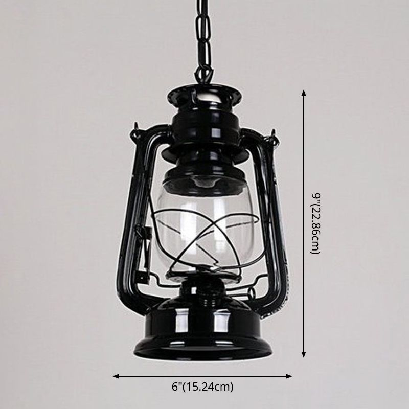 1-Light Oil Lamp Pendant Light Nautical Clear Glass Ceiling Hang Lamp for Dining Room