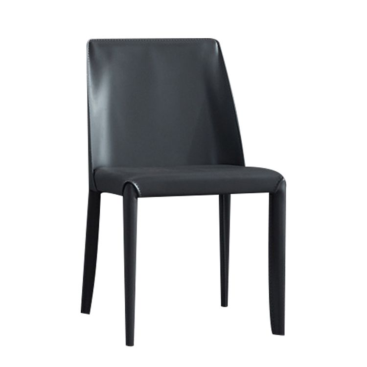 Silla sin brazos de comedor de cuero moderno, sillas de comedor de metal para uso doméstico