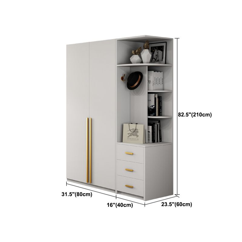 White Colour Wooden Wardrobe Contemporary Style Wardrobe Closet with Drawer