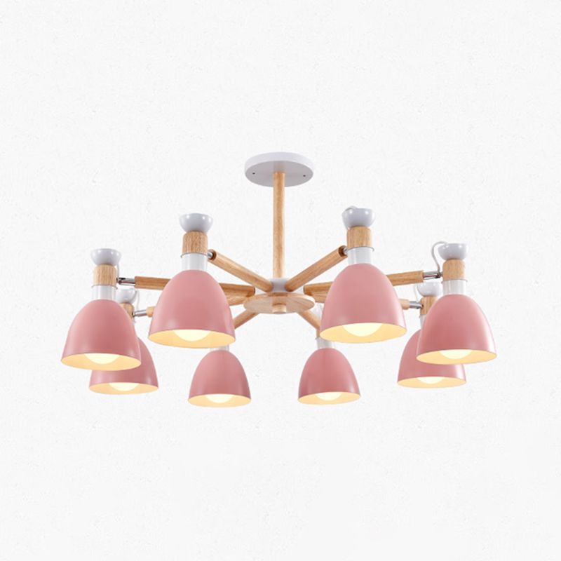 Multi Light Cone Hangende kroonluchter moderne macaron -stijl metalen hangende lamp voor slaapkamer